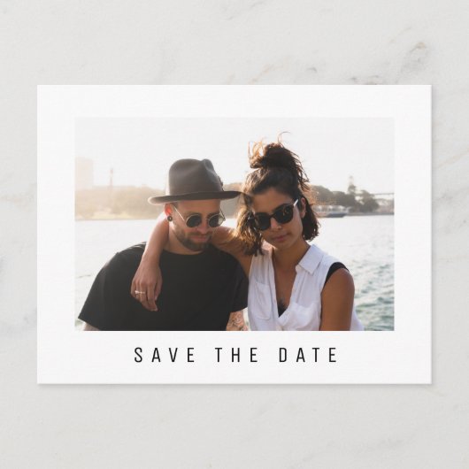 シンプルミニマ結婚リストの写真救の日付 案内ポストカード (正面)