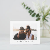 シンプルミニマ結婚リストの写真救の日付 案内ポストカード (スタンド正面)