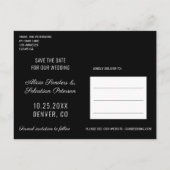 シンプルミニマ結婚リストの写真救の日付 案内ポストカード (裏面)