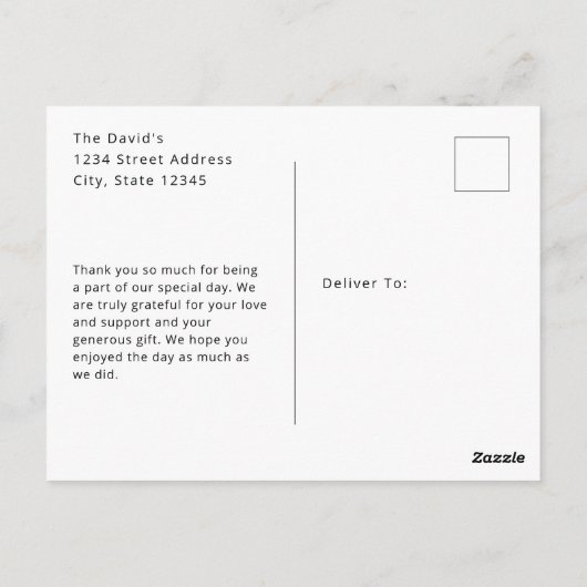 シンプルミニマ結婚リストの写真 ポストカード (裏面)