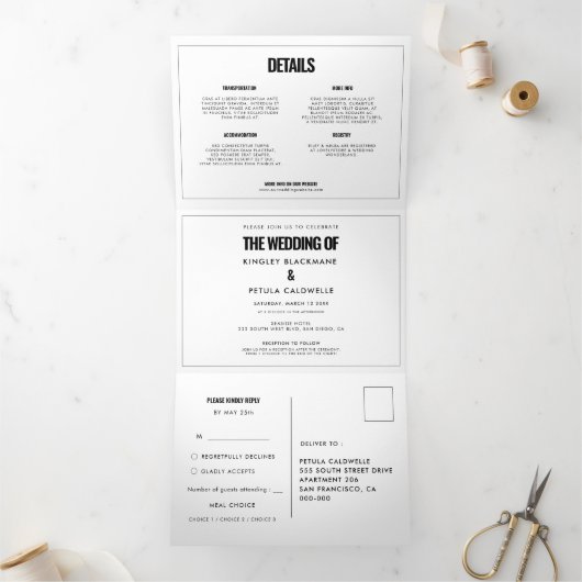 シンプルミニマ結婚リストの写真 三つ折り招待状 (内部)