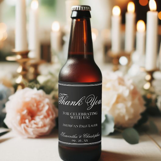シンプルミニマ結婚リストの白の黒に感謝 ビールラベル