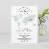 シンプルミニマ結婚リストの目的地の世界地図 招待状 (スタンド正面)