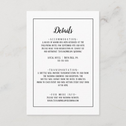 シンプルミニマ結婚リストの詳細 エンクロージャーカード (正面)