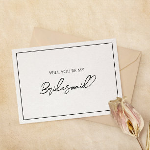 シンプルミニマ結婚リストのBridesmaid提案カード 招待状