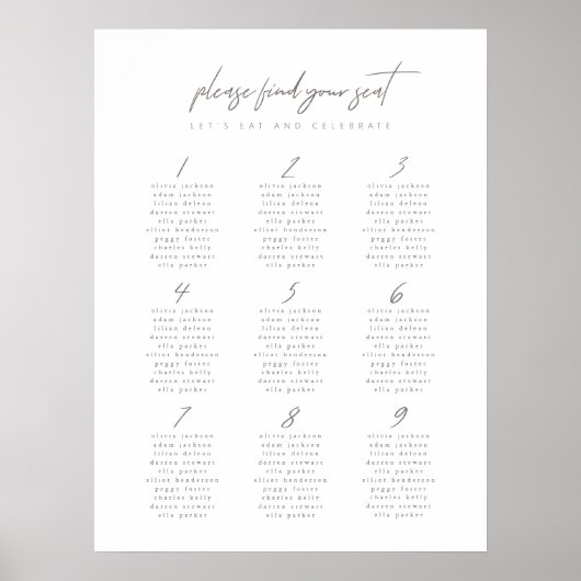 シンプルミニマ結婚リスト座席表 ポスター (正面)