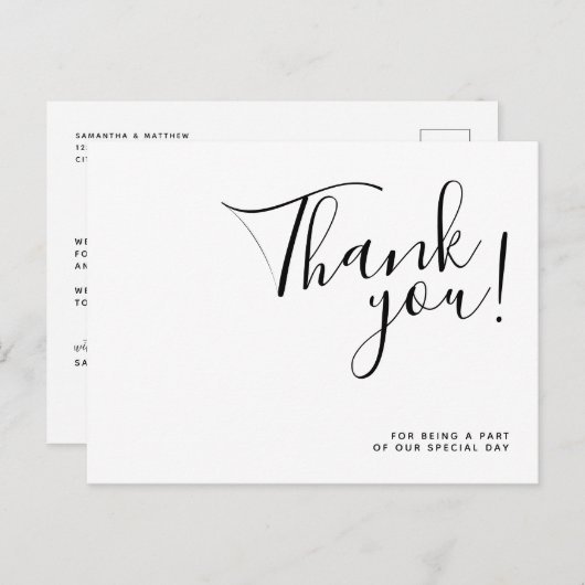 シンプルミニマ結婚リスト感謝はがき ポストカード (正面/裏面)