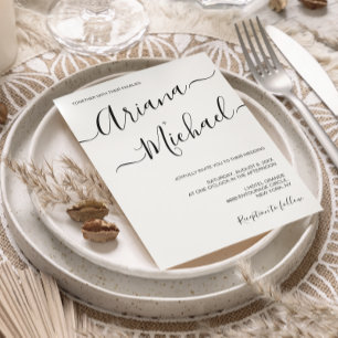 シンプルミニマ結婚リスト白黒タイポグラフィ 招待状