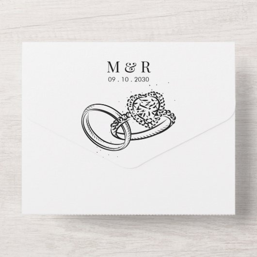 シンプルミニマ結婚リスト輪 オールインワン招待状 (裏面)