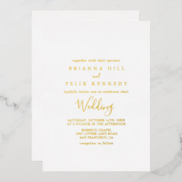 シンプルミニマ結婚リスト金ゴールド 箔招待状