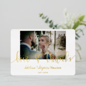 シンプルミニマ結婚リスト金箔サンキューカード 箔招待状 (立ち正面)