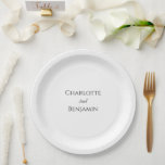 シンプルミニマ結婚リスト ペーパープレート<br><div class="desc">このミニマシンプルリストの結婚紙プレートはエレガント、あなたの音楽に最適なモダン結婚ものだ。このデザインシンプルは、春、夏、秋、または冬の中結婚で、お使いのクラシックやミニマルなボホと一致する明るい白の背景に黒い伝統的のスクリプトを備えている結婚。この感じデザインに関しは、お気軽にお問い合わせください。</div>