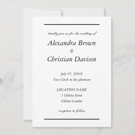 シンプルミニマ結婚リスト 招待状 (正面)