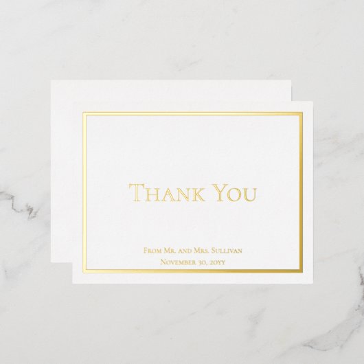 シンプルミニマ結婚リスト 箔招待状ポストカード (正面/裏面)