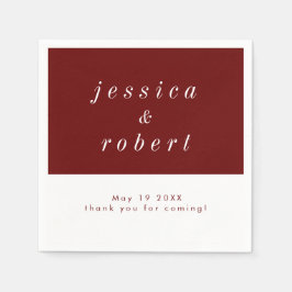 シンプルミニマ赤と白結婚リスト スタンダードカクテルナプキン