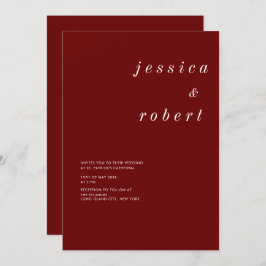 シンプルミニマ赤と白結婚リスト 招待状