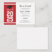 シンプルミニ卒業2025赤パーティの招待状 エンクロージャーカード (正面/裏面)