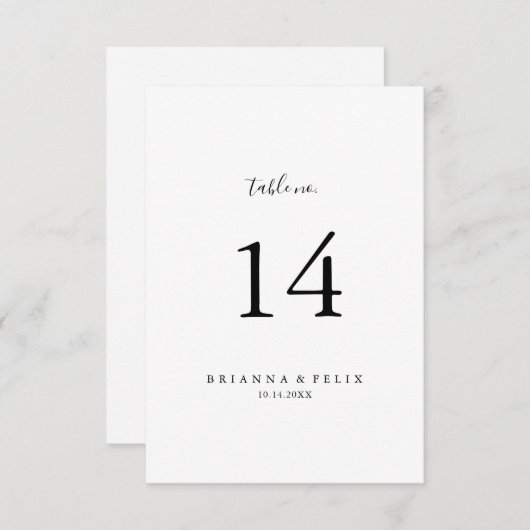 シンプルミニ結婚マリストの表番号 招待状 (正面/裏面)