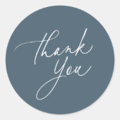 シンプルミネラルブルー書道台本ありがとう ラウンドシール (正面)