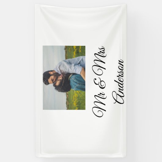 シンプルミミニマルス・アンド・ミセスがあなたの名前の写真を添える 横断幕 (縦)
