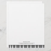 シンプルミュージカルピアノブラック&ホワイト鍵レターヘッド レターヘッド (正面/裏面)