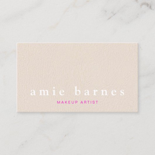 シンプルミュートしたピンクのテクスチャ付き革の外観フェミニン 名刺 (正面)