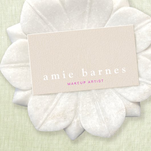 シンプルミュートしたピンクのテクスチャ付き革の外観フェミニン 名刺