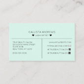 シンプルミントグかわいらしリーンハートタイポグラフィラッシュズ 名刺 (裏面)