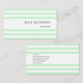 シンプルミントグリーンパステルストライプホテルジオメトリックシック 名刺 (正面/裏面)