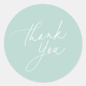 シンプルミントグリーン書道台本ありがとう ラウンドシール (正面)