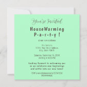 シンプルミントシーフオムグリーン引っ越し祝いパーティー招待状 案内状 (正面)