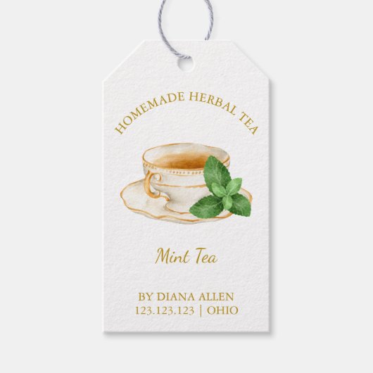 シンプルミントティーつるラベル ギフトタグ (正面)