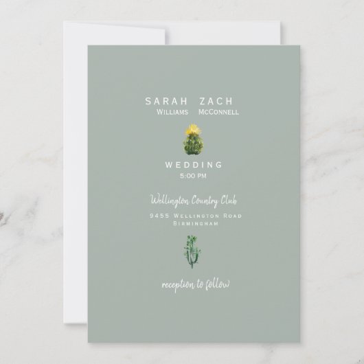 シンプルミンマリストサボツセージ結婚式招待状 招待状 (正面)