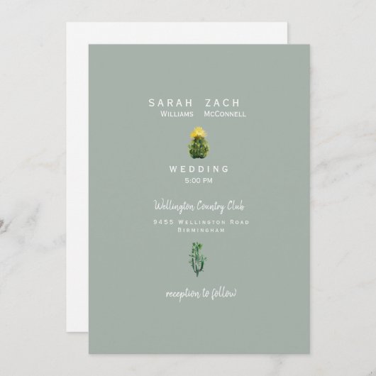 シンプルミンマリストサボツセージ結婚式招待状 招待状 (正面/裏面)