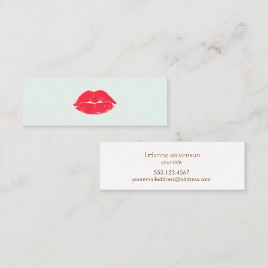 シンプルメイクアップアーティストクキスをするリップ美しいサロン スキニー名刺 (正面/裏面)