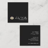 シンプルメイクアップアーティスト金ゴールドリップブラックスクエア スクエア名刺 (正面/裏面)