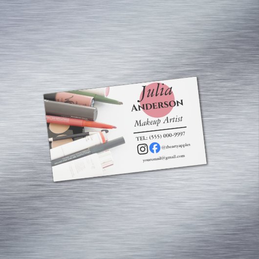 シンプルメイクアップアーティストMUA写真小規模企業 マグネット名刺 (インサイチュ)