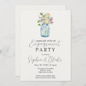 シンプルメイソンジャールブーケクリーム婚約パーティ 招待状 (正面/裏面)