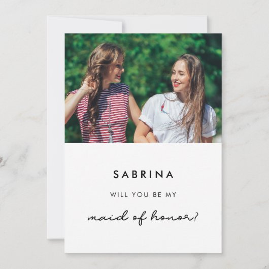 シンプルメイド・オブ・オーナー(花嫁付き添い人)提案フォトカード 招待状 (正面)