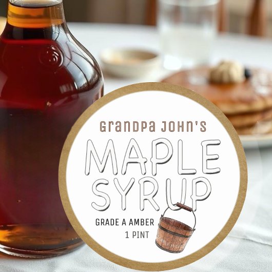 シンプルメイプルシロップのラベルSAPバケット&クラフト縁ど ラウンドシール