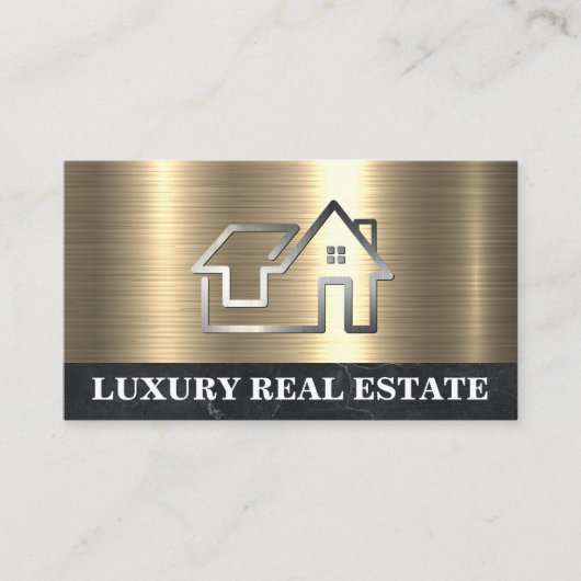 シンプルメタルホームロゴ | 金ゴールド 名刺 (正面)