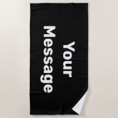 シンプルメッセージの白黒文字テンプレート ビーチタオル (正面)