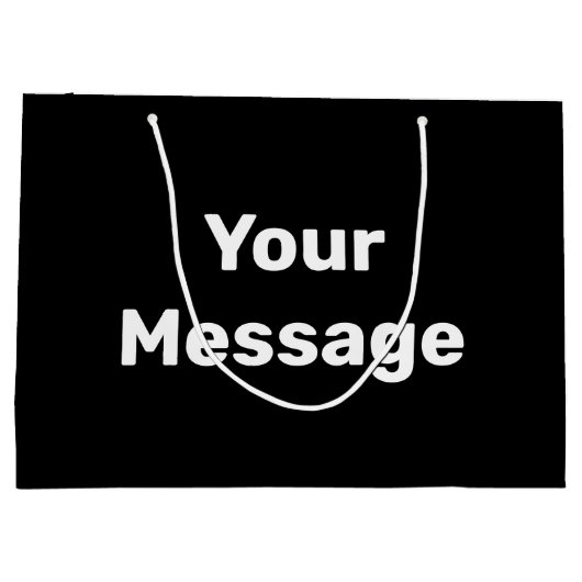 シンプルメッセージの白黒文字テンプレート ラージペーパーバッグ (裏面)