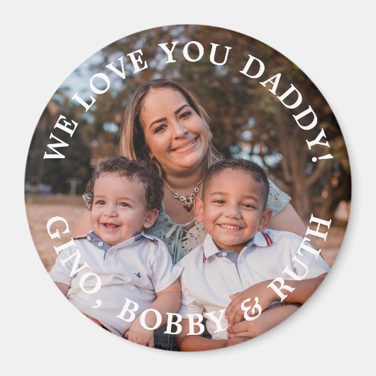 シンプルメッセージアーチ型文字と写真 マグネット (正面)