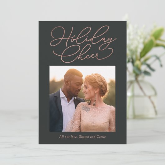 シンプルメッセージ編集可能な色の休日フォトカード シーズンカード (スタンド正面)