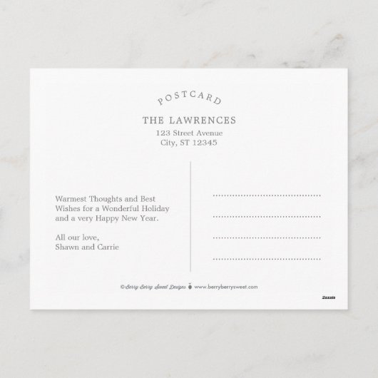 シンプルメッセージ編集可能カラー休日はがき シーズンポストカード (裏面)