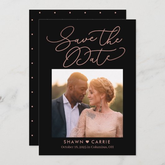 シンプルメッセージ編集可能カラー日付カードの保存 サンキューカード (正面/裏面)