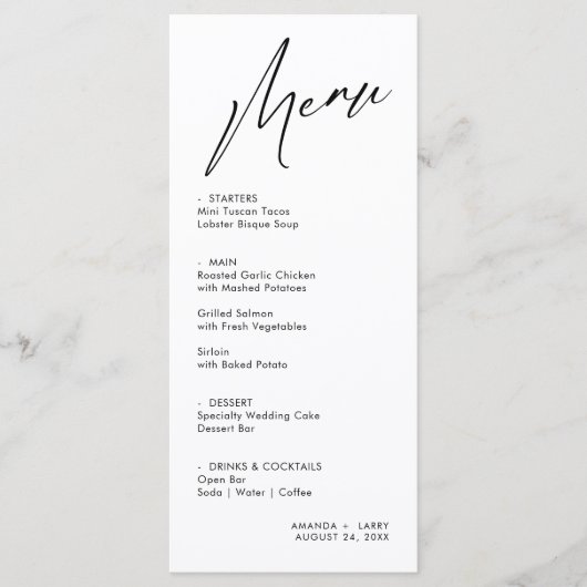 シンプルメニュモダンー結婚カード メニュー (正面)