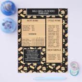 シンプルメニュー ハンバーガー BBQ グリル レストラン チラシ (シングル)