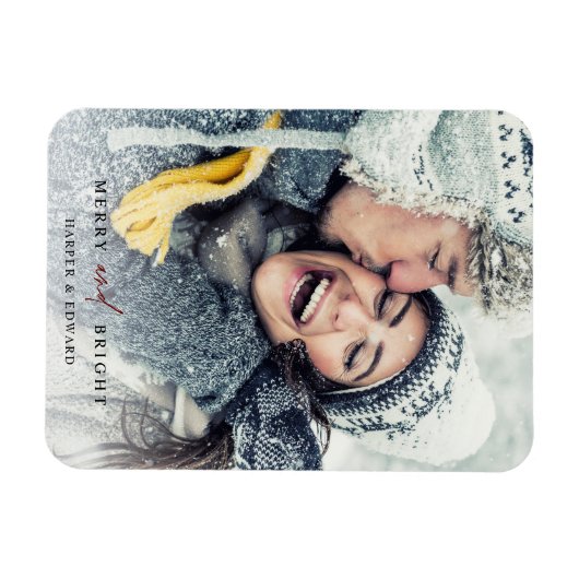 シンプルメリーと明るい写真の休日 マグネット (横)